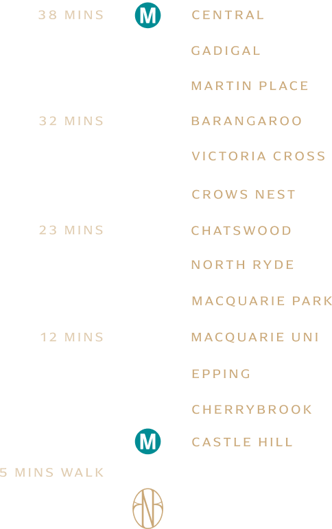Castle Hill Metro and the Sydney Metro line near Nova Rêve, Castle Hill