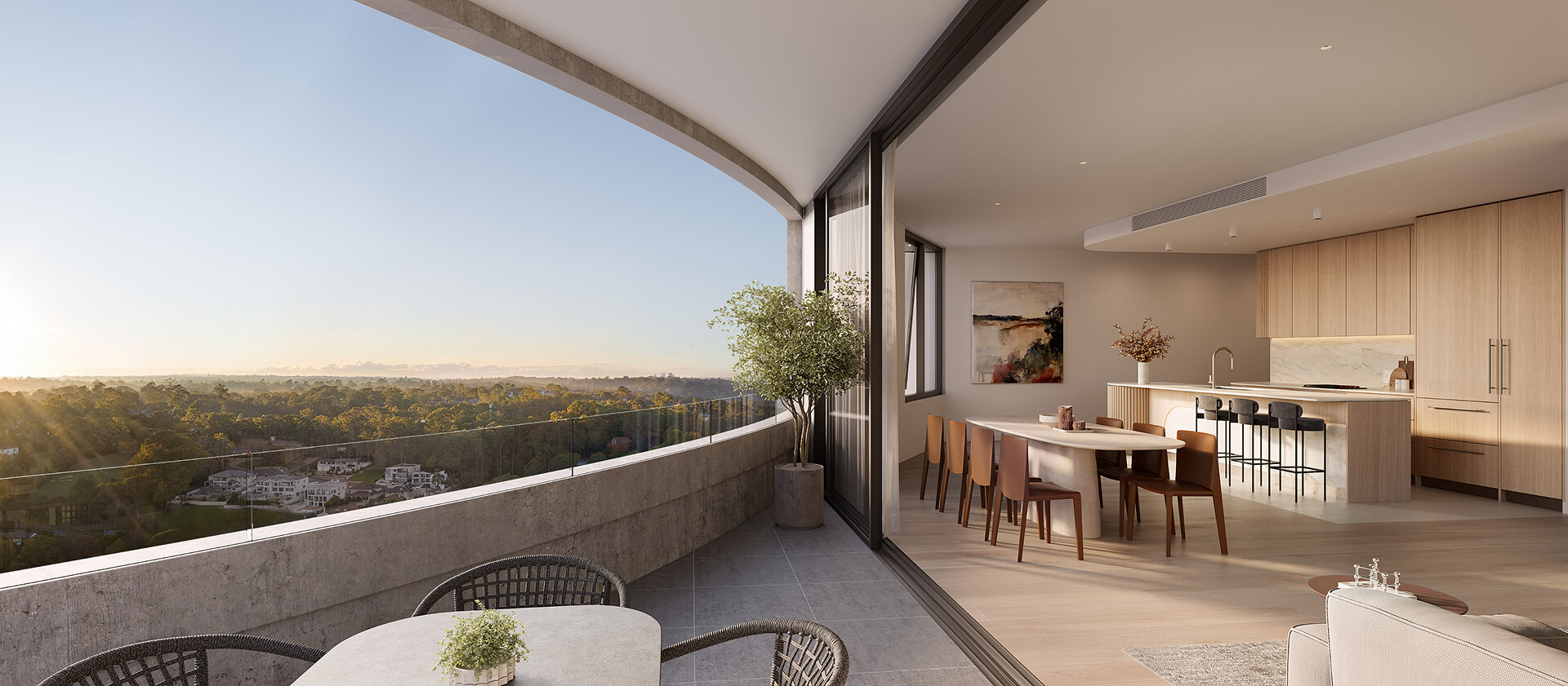 NovaReve_Residences_CGI_01_Mobile Artist's impression of a residence interior at Nova Rêve, Castle Hill, view 1